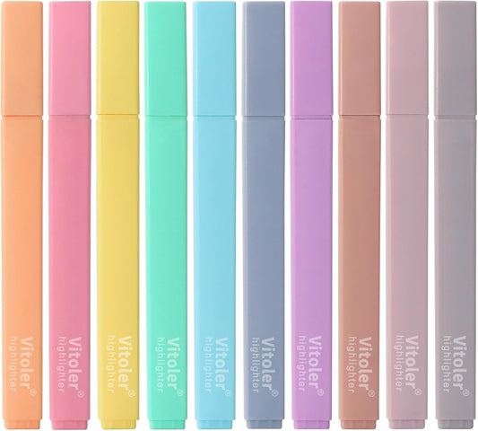 Highlighters,10Pcs Bible Highlighters,Chisel Tip Bible Markers,Pastel Purple Highlighter for Journaling Planner Notes School Supplies, assorted colors no bleed Pens