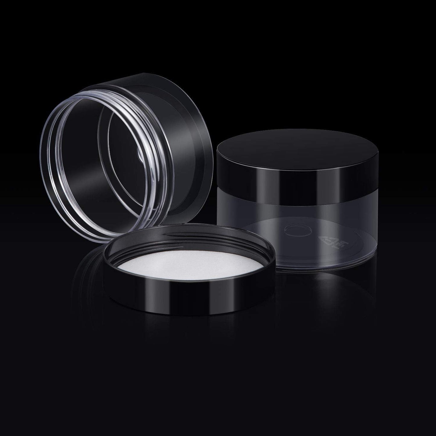 SATINIOR 24 Pieces Empty Clear Plastic Jars with Lids Round Storage Containers Wide-Mouth for Beauty Product Cosmetic Cream Lotion Liquid Butter Craft and Food (Black Lid, 4 oz)