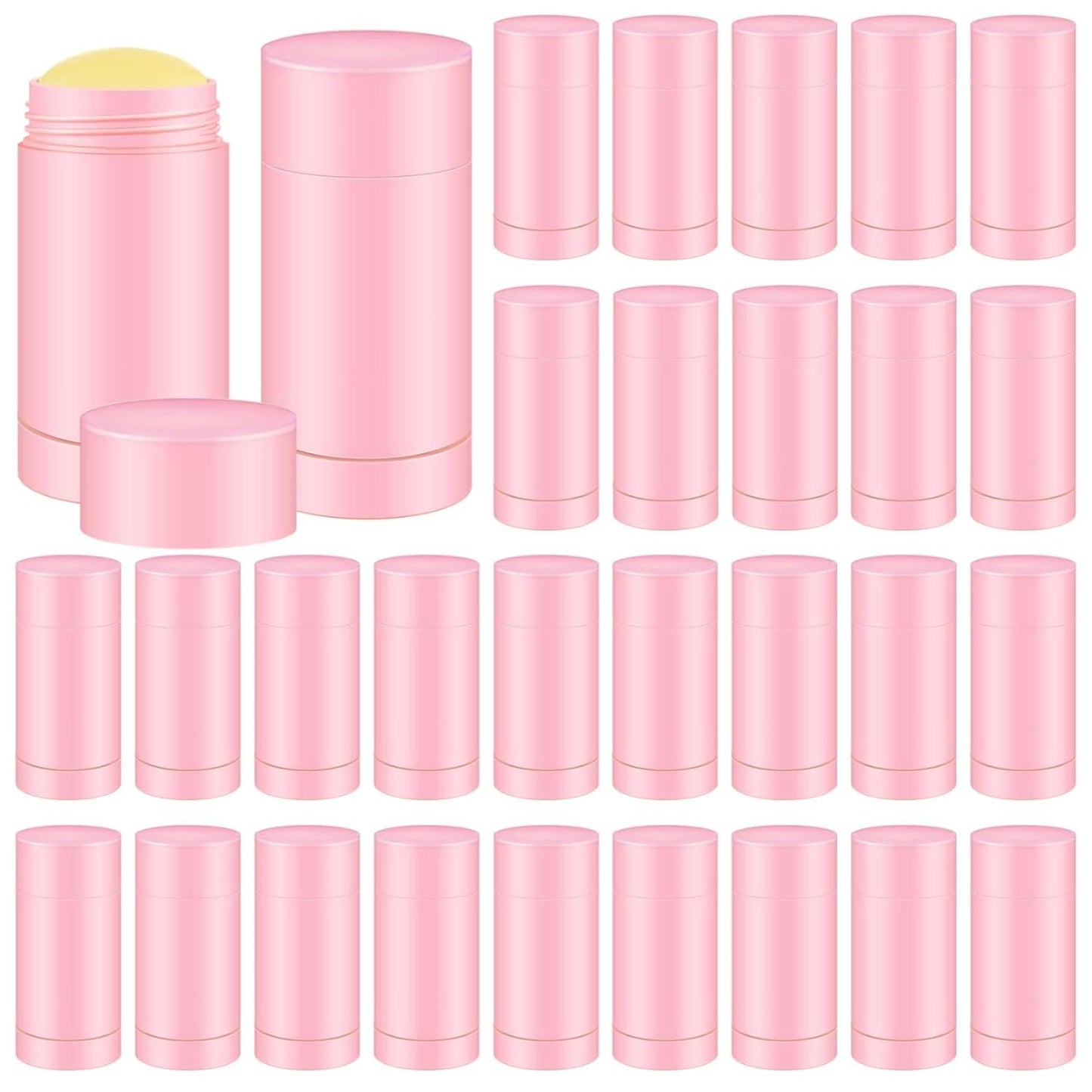 30 Pcs Empty Deodorant Containers Twist up Filling Stick Plastic Deodorant Container Refillable Bottles Bottomfill Round Lip Balm Tubes for Homemade DIY Lipstick Crayon(30 ml,Pink)