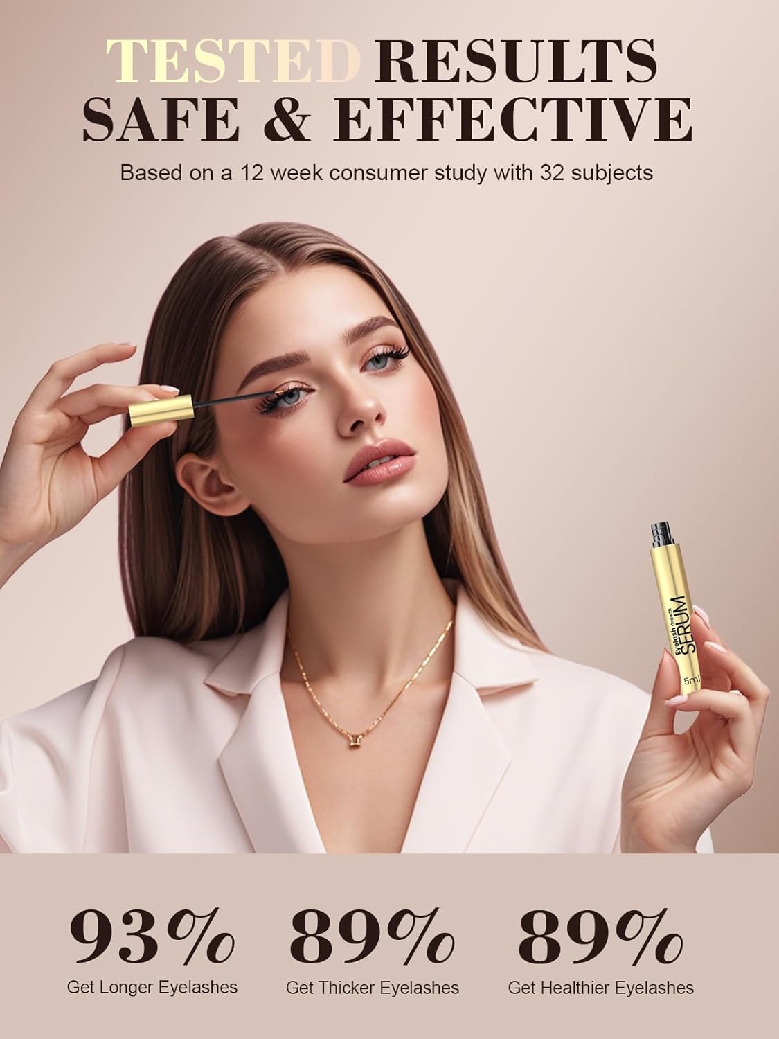 Lash Serum for Eyelash Growth - Natural Lash Enhancing Treatment for Thicker Longer Fuller Looking Eyelashes & Advanced Formula Vegan & Cruelty-Free for Sensitive Eyes, Nightly Use Girls (5ML)