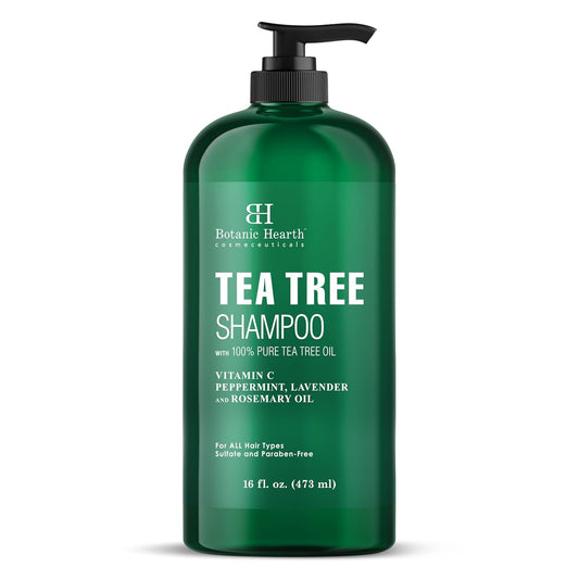 Botanic Hearth Tea Tree Shampoo, Vitamin C, Peppermint, Lavender And Rosemary Oil, Fights Dandruff And Dry Scalp, 16 Fl Oz