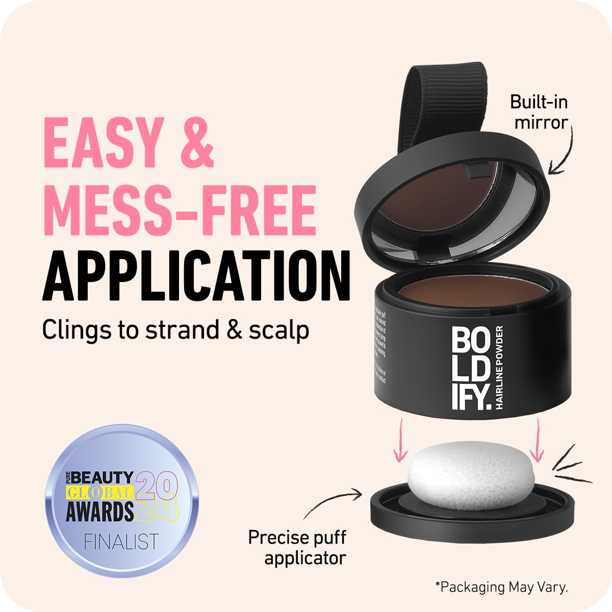BOLDIFY Hairline Powder - Root Touch Up Hair Color for Gray Coverage - Bald Spot Concealing Hair Powder for Women & Men - 48-Hour Stain-Proof - Hazel Brown
