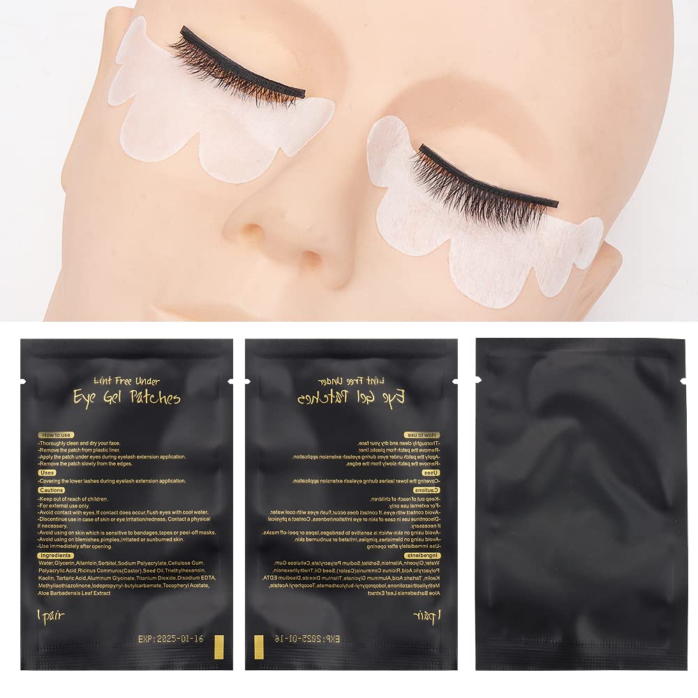 100 Pair Set Eye Gel Pads For Eyelash Extensions Lint Free Patches Beauty Tools (Black)