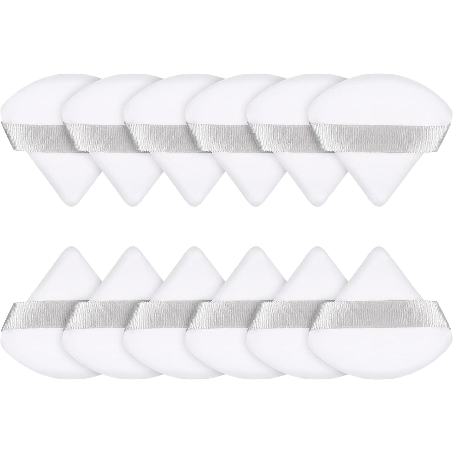 Maitys 12 Pieces Powder Puff Triangle Face Makeup Cosmetic for Loose Powder Soft Body Washable Reusable Foundation Sponge Mineral Wet Dry Makeup Tool for Women(Small,White)