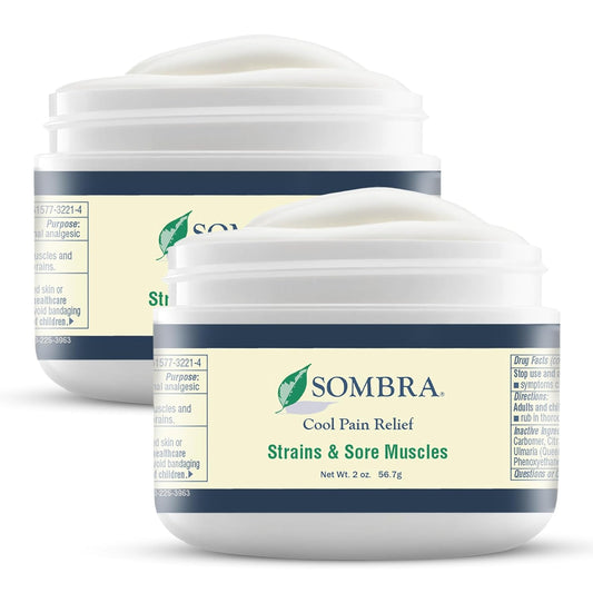 Sombra Cool Pain Relief Gel Cold Pain Relief for Swelling, Growing Pains, Soreness, Post-Workout, Vegan Formula Free of Artificial Fragrances, Dyes, NSAID, Wax, Petroleum, Alcohol - 2oz Jar (2 Pack)