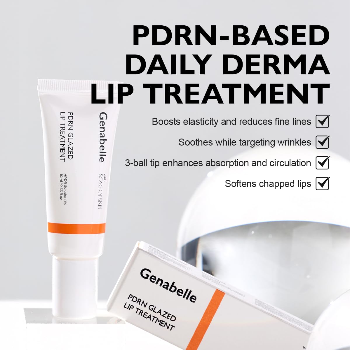 PDRN Glazed Lip Treatment – Hydrating & Plumping Lip Balm with PDRN & Peptides for Soft, Glossy Lips – Intensive Lip Repair & Moisture Lock- 0.33 fl oz