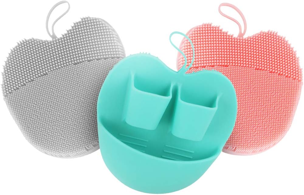 INNERNEED Soft Silicone Facial Cleansing Brush Set, Gentle Exfoliating and Massaging Face Scrubber Pad, Anti-Slip Design for Blackhead Removal and Skin Care (Pack of 3)