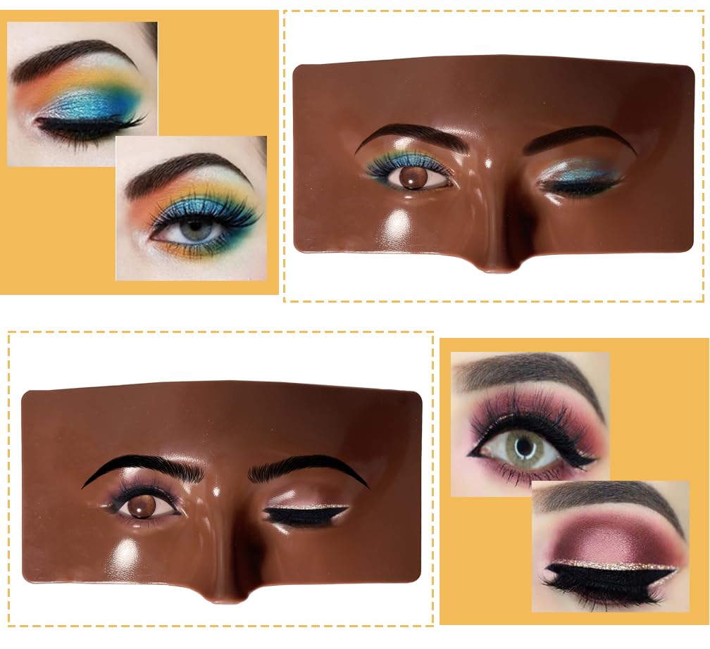 Makeup Practice Face Kit, Makeup Mannequin Face with Makeup Practice Face Board, 3D Reusable Practice Eye Makeup Face Eyeshadow Mannequin for Professional Makeup Artist and Beginner to Practice Makeup