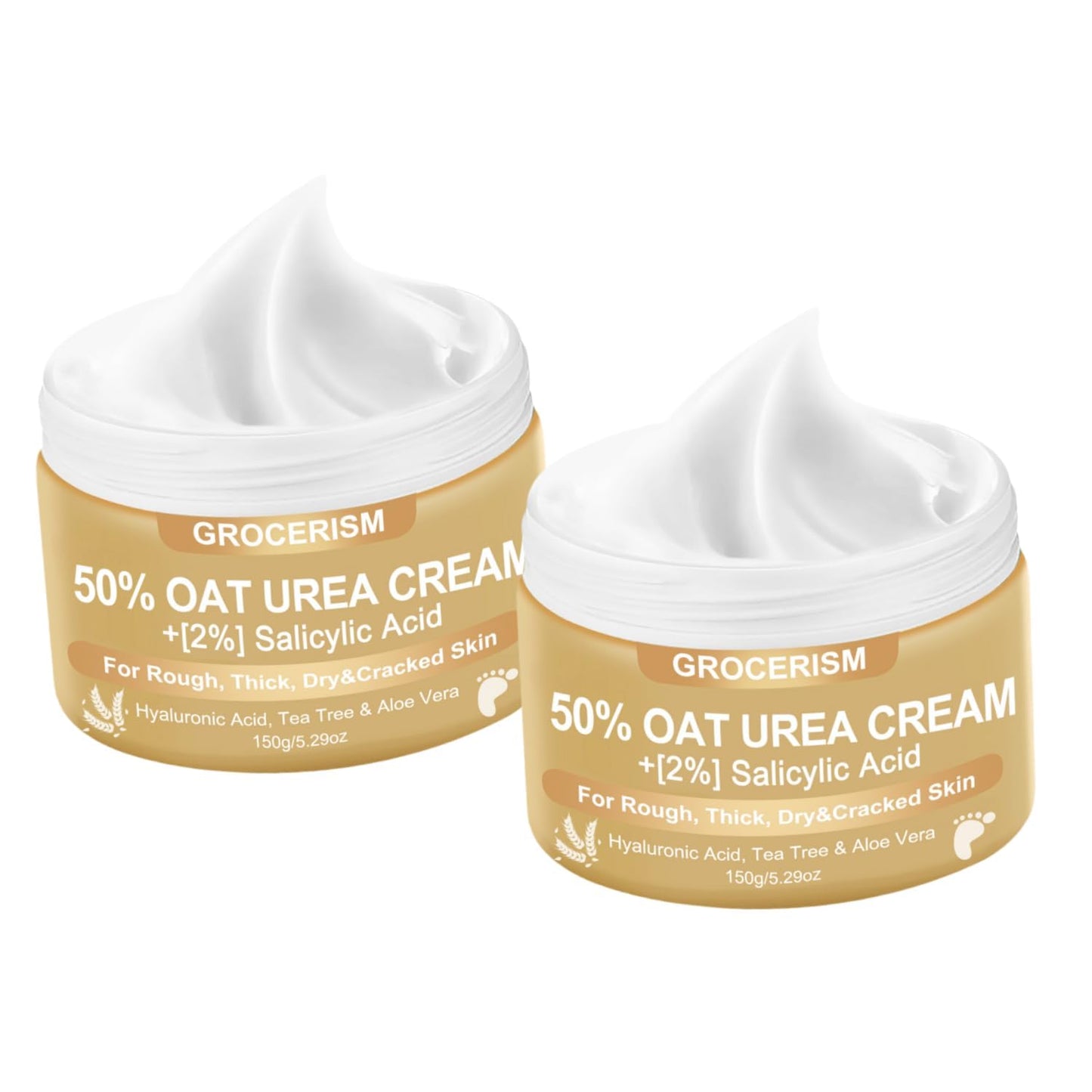 Urea Cream 50 Percent for Feet 10.58 oz with Oat and 2% Salicylic Acid, Foot & Hand Cream included Hyaluronic Acid, Tea Tree and Aloe Vera for Deep Moisturizing, Callus Removing