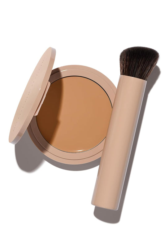Long-Lasting Lightweight Foundation & Brush Duo | Cruelty-Free, Fragrance-Free, Buildable, Transfer-Proof Makeup (Natural)
