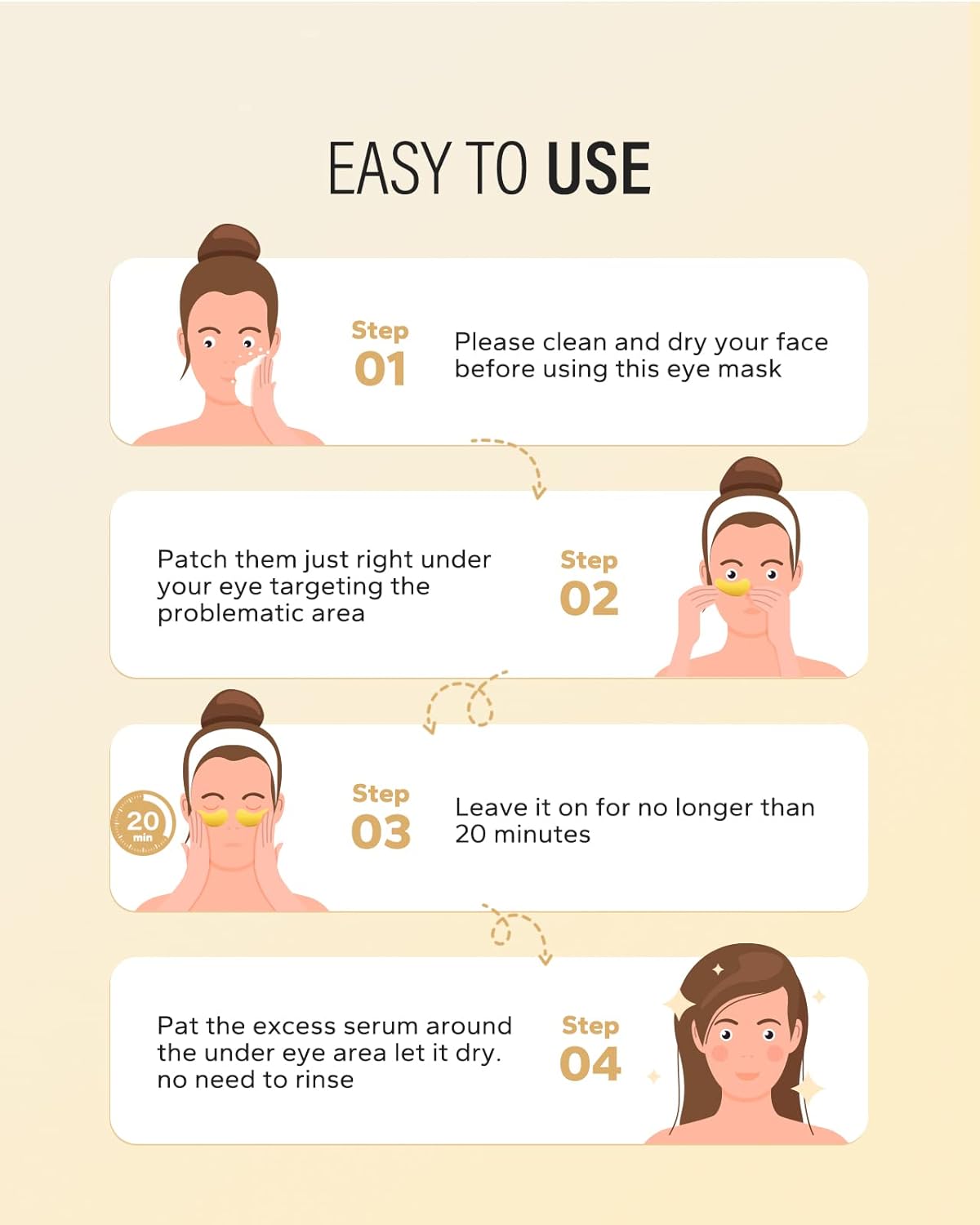 24k Gold Under Eye Patches (8 Pairs), eye mask, Collagen Skin Care Products, Eye Patches for Puffy Eyes, eye masks for dark circles and puffiness