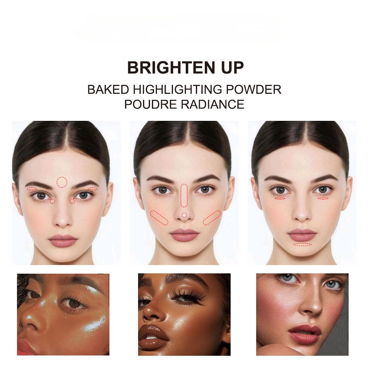 Baked Highlighter Contour Powder Sheer Pearl Shimmer Shades for Face Highlighter Makeup Brighten Up (304-Luminoso)