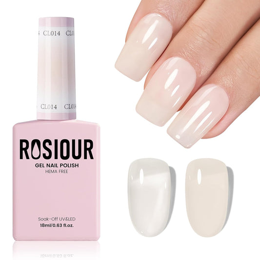HEMA and TPO Free Milky White Gel Nail Polish - 18 ML Nude Sheer White Nail Polish Gel for Women Girls Gift, Long Lasting Jelly Clear Petal Cream Color Soak Off Cured for Home Nail Art Salon DIY