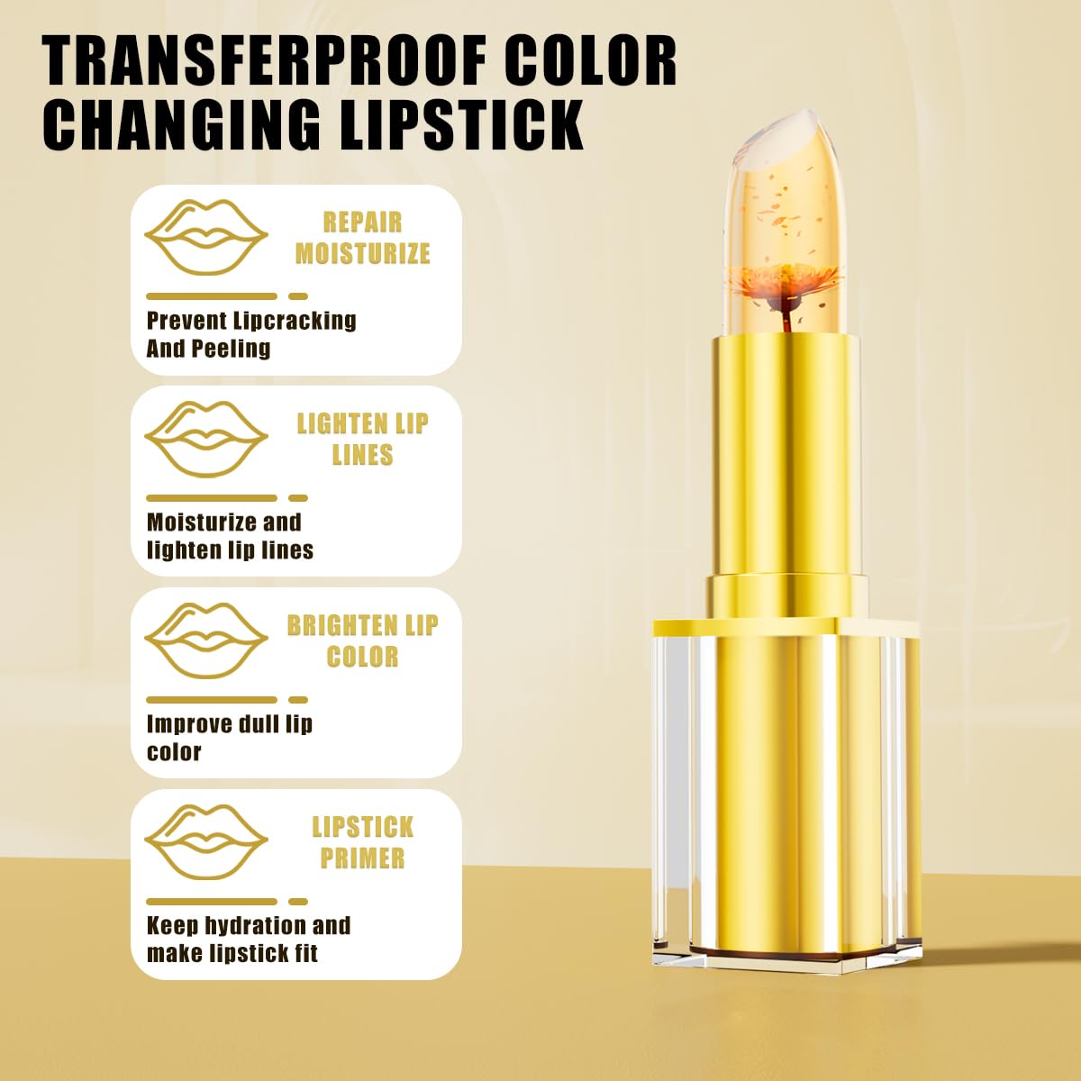 QIC Transferproof Color Changing Lipstick,Color Changing Lipstick for Women Girls,Temperature Change Moisturizer,Waterproof Moisturizer Lip Balm (Flower)
