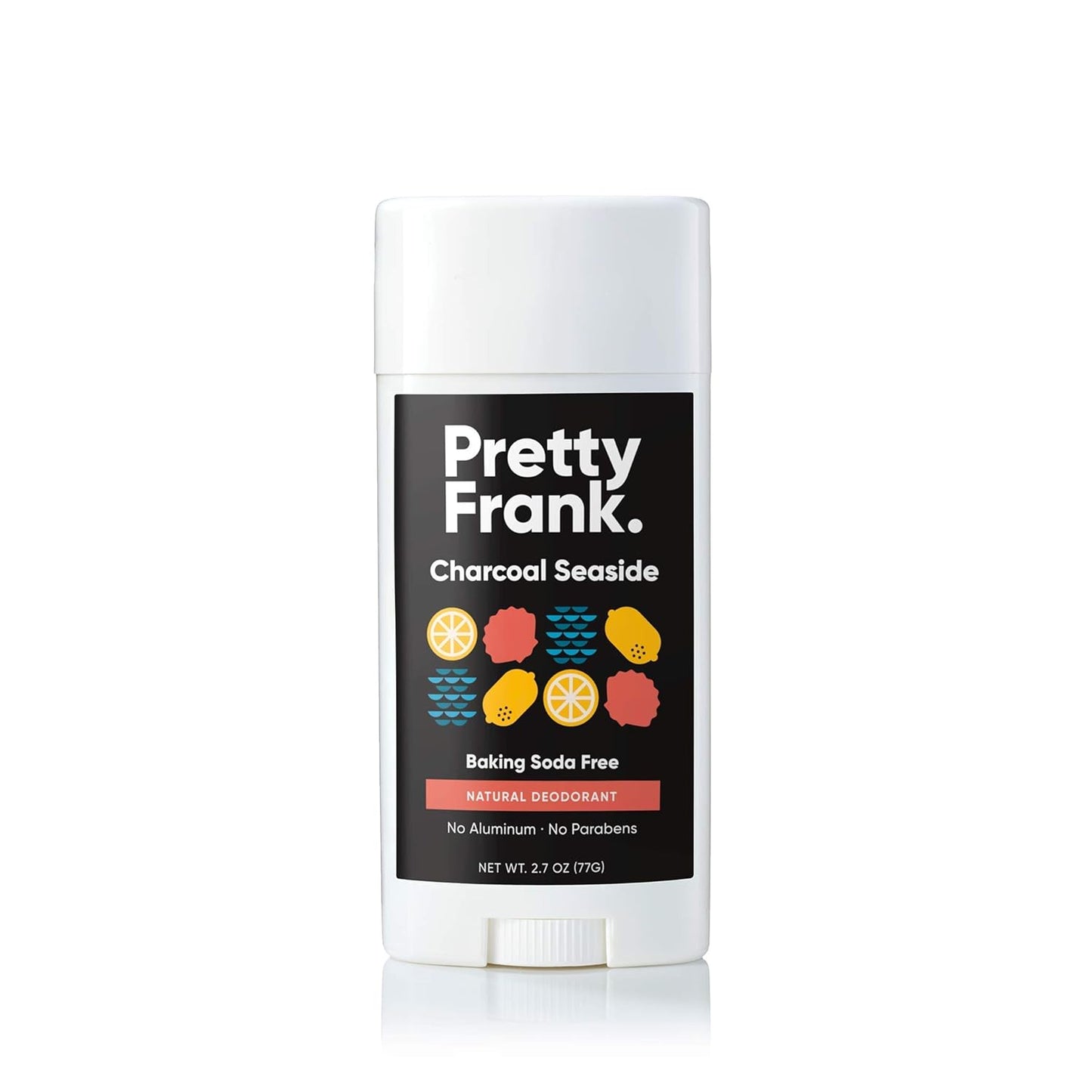 Pretty Frank Natural Aluminum-Free Deodorant Stick with Charcoal, Baking Soda-Free, Charcoal Seaside (1-Pack) | Sensitive Skin Friendly, Effective Odor Control for Women & Men, Organic Ingredients