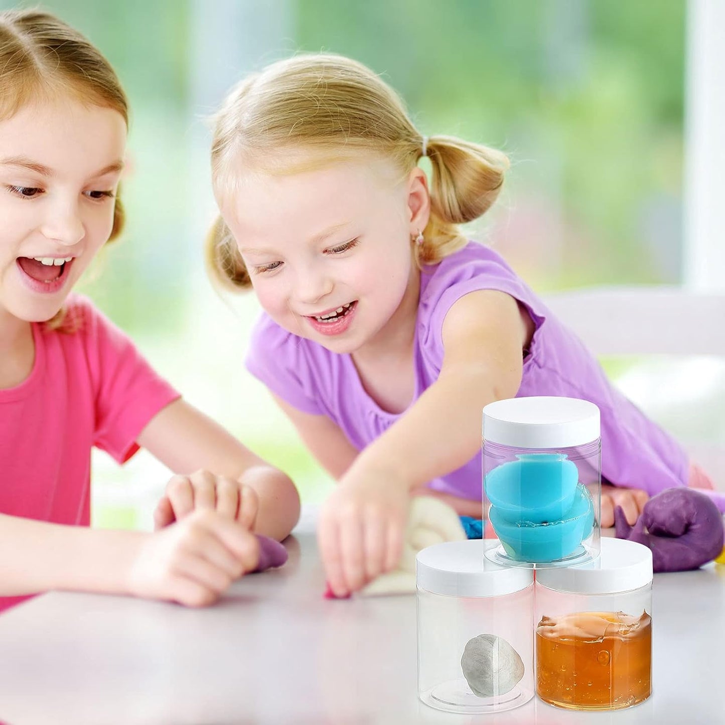 SATINIOR 36 Pieces 2.5 oz Plastic Jars with Lids Wide Mouth Airtight Reusable Container Acrylic Cosmetic Small Jars for Lotions Ointments Travel Toiletries Creams Make up Storage(White)