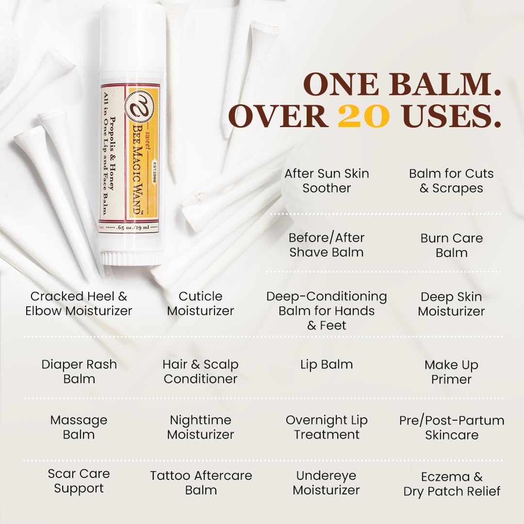 Sweet Bee Naturals Magic Wand - Certified Organic Lip and Face Moisturizing Wand - Natural Chapstick and Balm Wand for Dry Skin and Lips, Non Petroleum Jelly for All Ages and Skin Types, Pack of 2