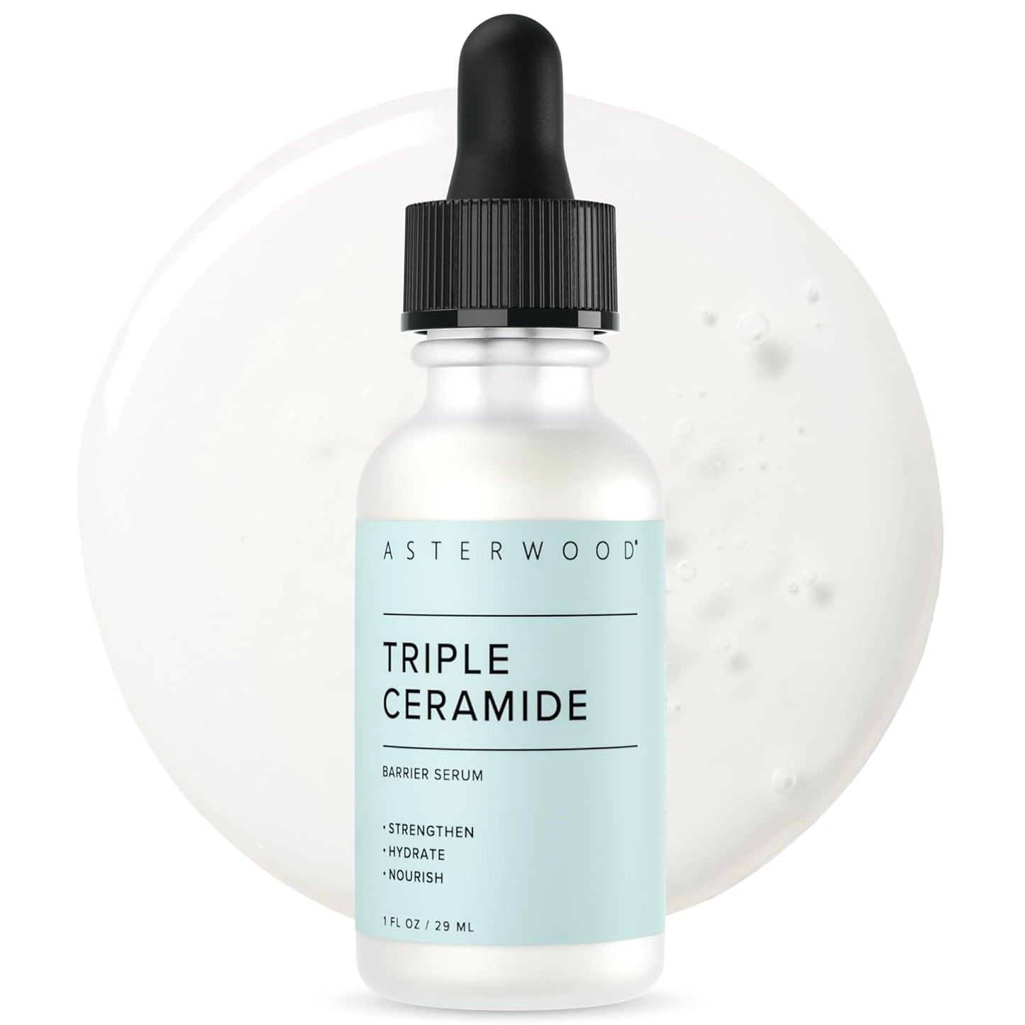 Asterwood Triple Ceramide Barrier Repair Serum - Hydrating, Calming, & Barrier-Restoring Skin Facial Serum - with Ceramide Complex, Squalane, Hyaluronic Acid - Fragrance-Free, Cruelty-Free - 1 Fl Oz