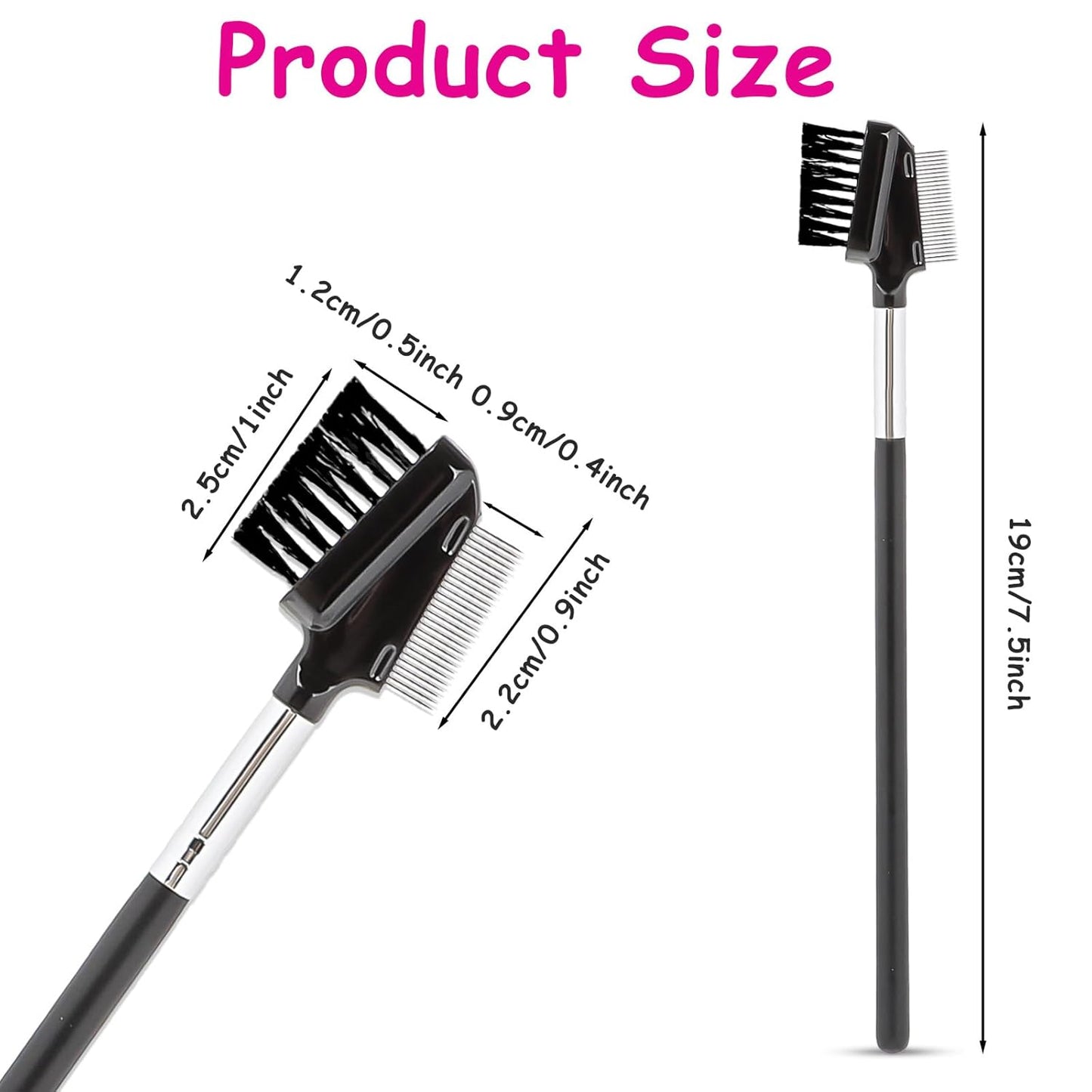 Metal Eyelash Comb Separator Eye Brow Brush Comb Resuable Double-Sided Eyebrow Brush Eye Brow Makeup Brushes Eyes Lash Combs for Eyelashes Extension (Nylon)