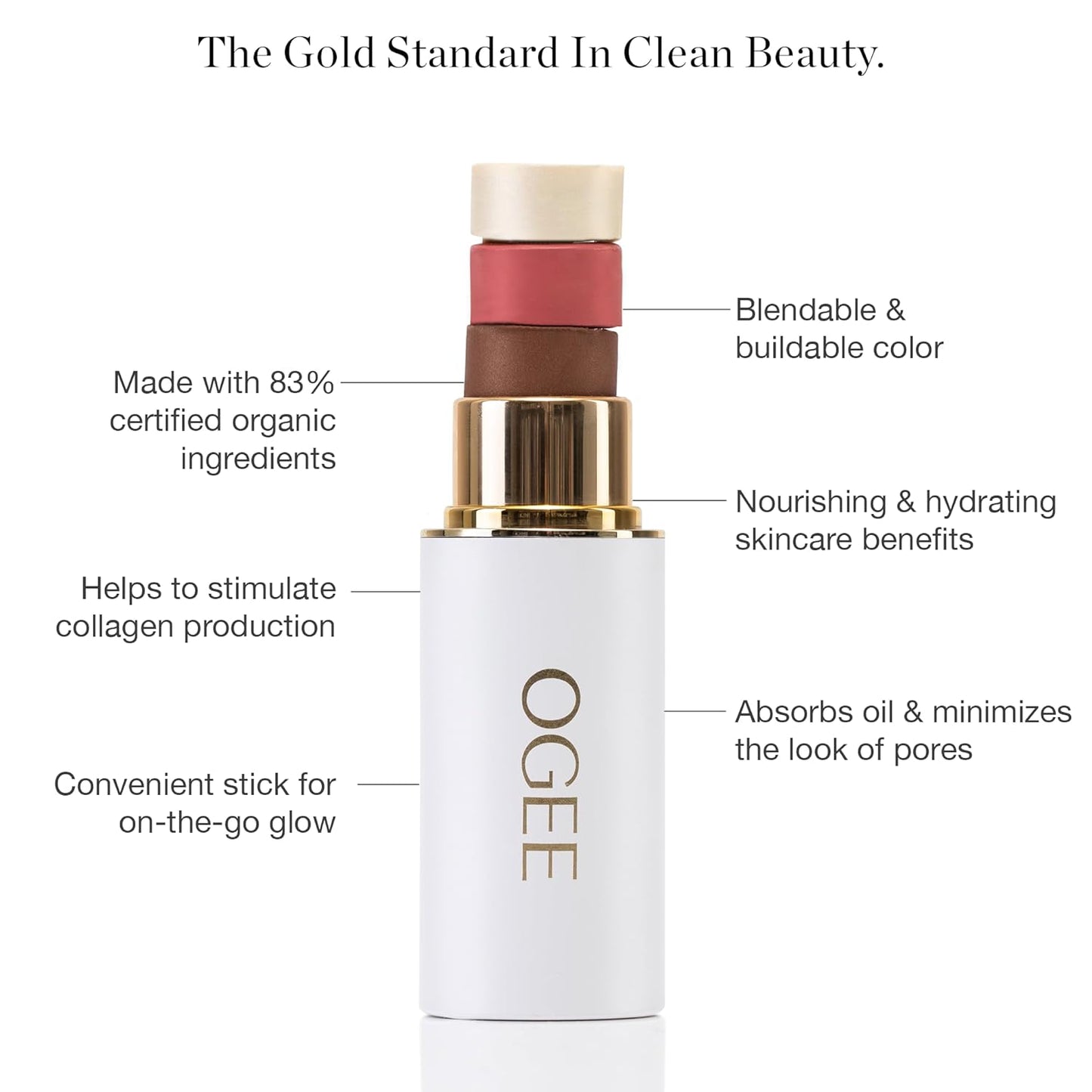 Ogee Sculpted Face Stick (PEARL - PEARLESCENT PEONY SHIMMER) Certified Organic Highlighter Makeup - Multi-Use Glow Highlighter Stick