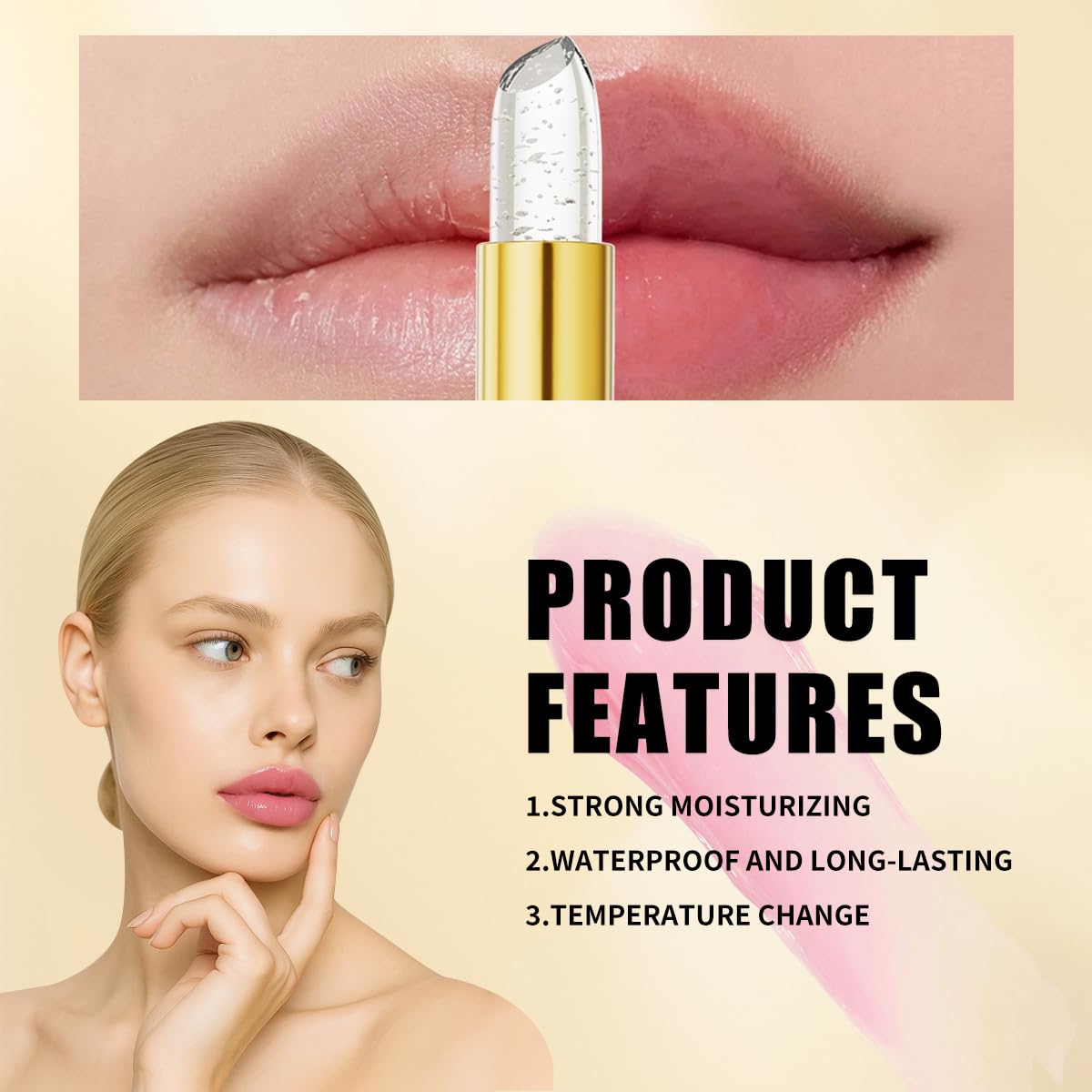 Transferproof Color Changing Lipstick,Color Changing Lipstick for Women Girls,Temperature Change Moisturizer,Waterproof Moisturizer Lip Balm(Silver Foil)