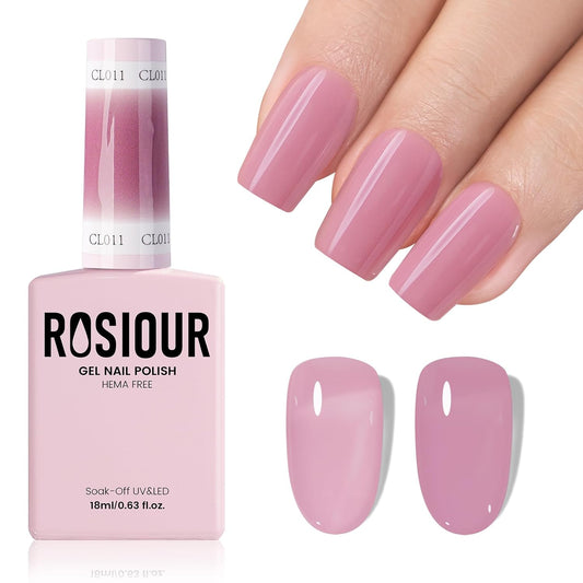HEMA and TPO Free Nude Pink Gel Nail Polish - 18 ML Jelly Milky Pinky Taupe Nail Polish Gel, Long Lasting Neutral Sheer Clear Color Soak Off Cured for Summer Home Nail Art Salon DIY