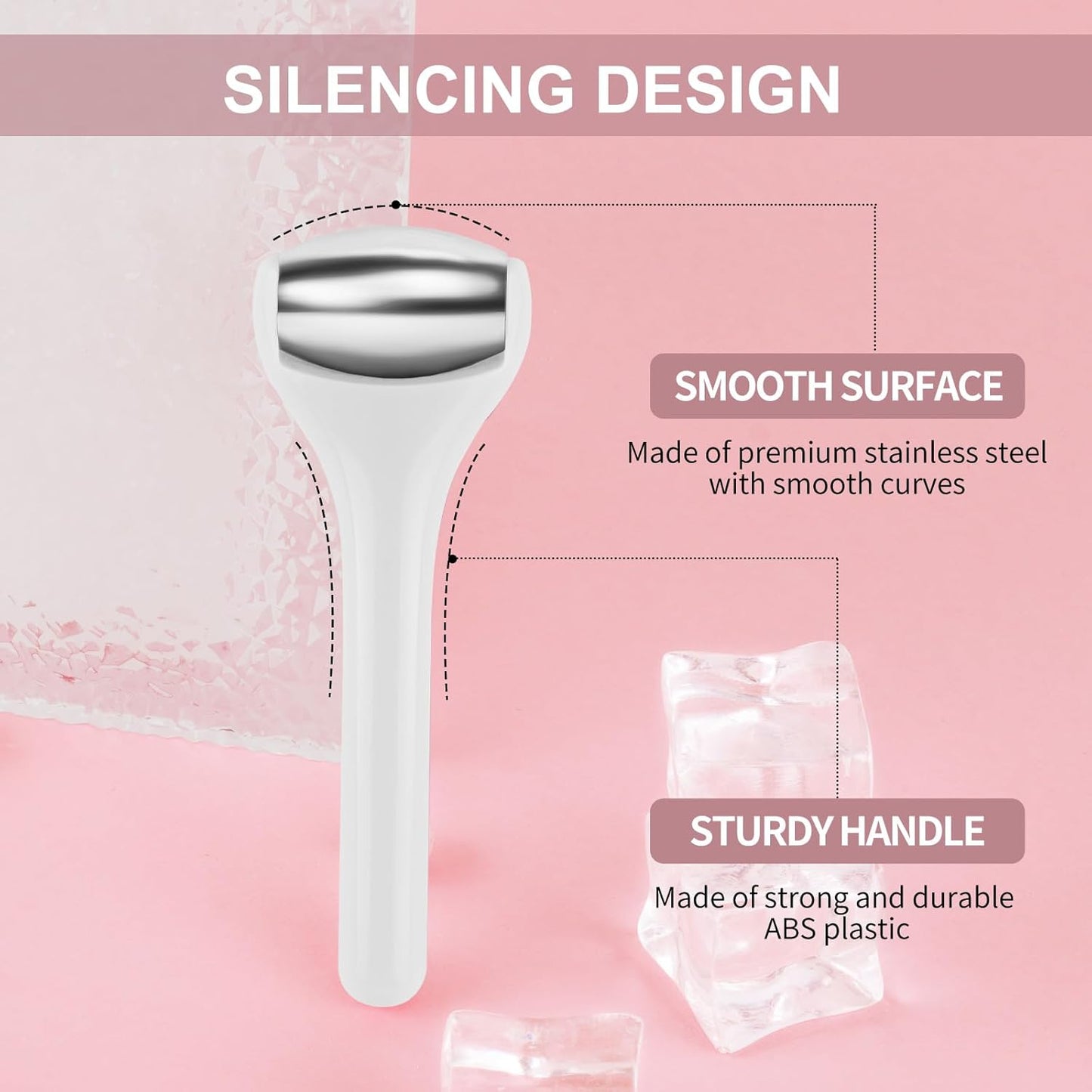 MAANGE Ice Roller For Face & Eye Roller for Puffiness,Stainless Steel Facial Roller Ice Face Roller Mini Roller Set (white 2 pcs)