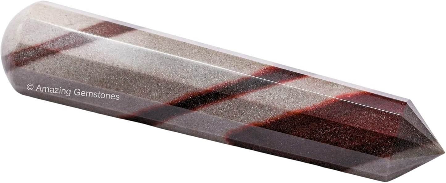 Amazing Gemstone Narmada Shiva Lingam Crystal Wand Massage Stick - Pelvic Wand Gua Sha for Adults - Crystals and Healing Stones Massage Wands for Adults Gifts (Pointed)