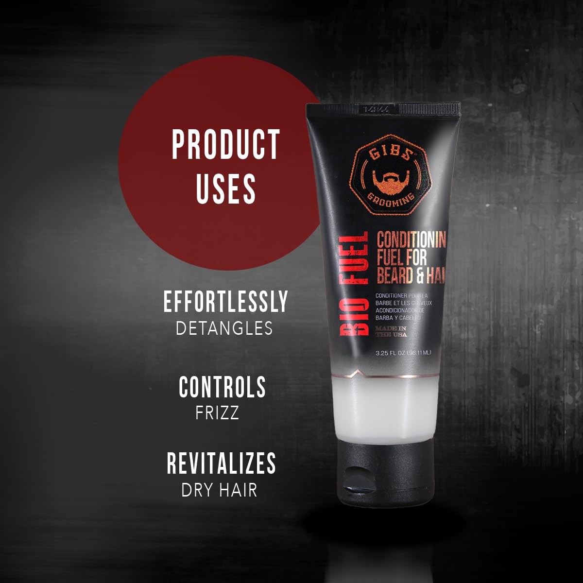 GIBS BioFuel Hair Conditioner For Men - Beard & Hair Conditioner, 3.25 oz