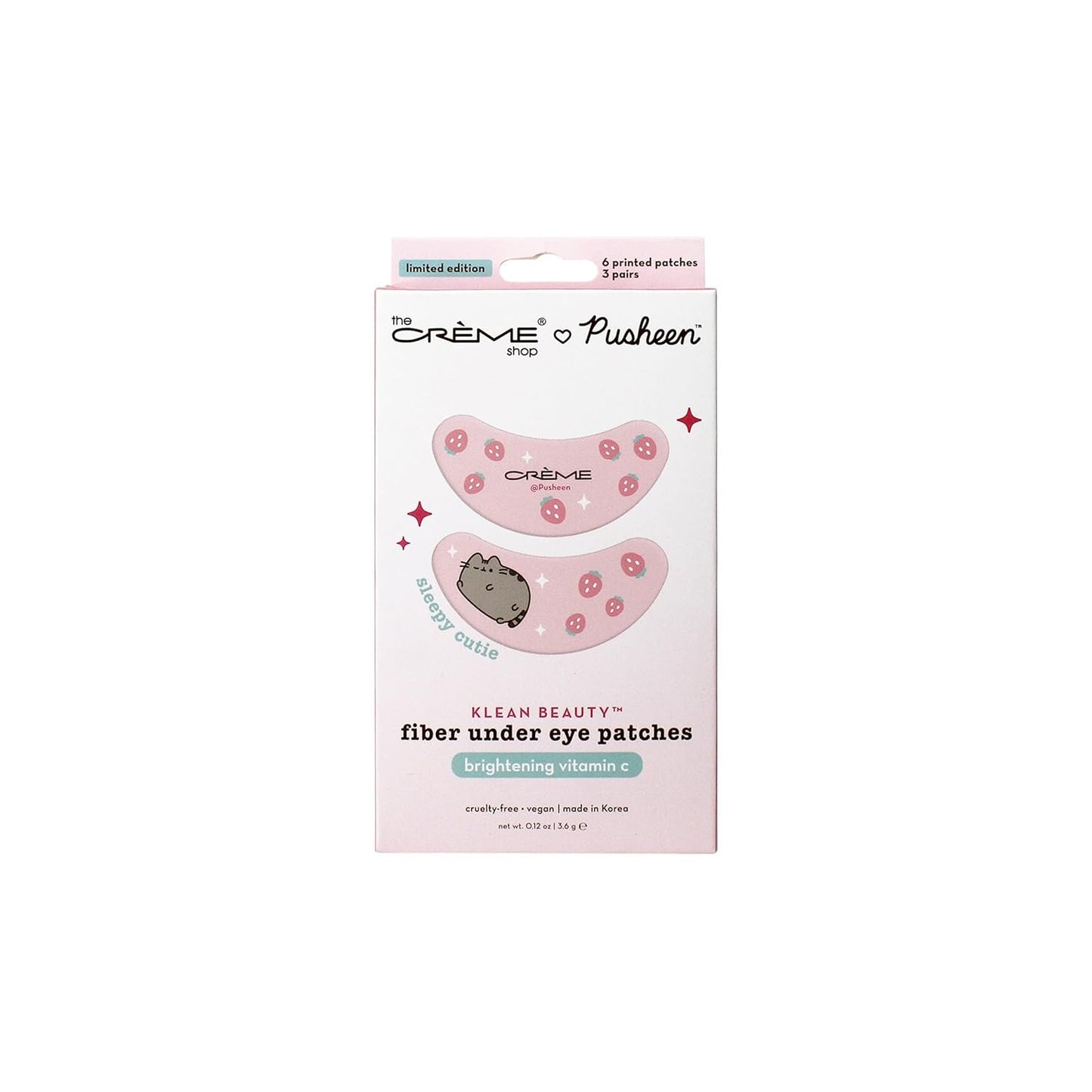The Crème Shop X PUSHEEN KLEAN BEAUTY™ Fiber Under Eye Patches | Vitamin C Infused for Brightening | Cooling & Moisturizing | Set of 3 Pairs | Vegan & Cruelty-Free (Set of 3)