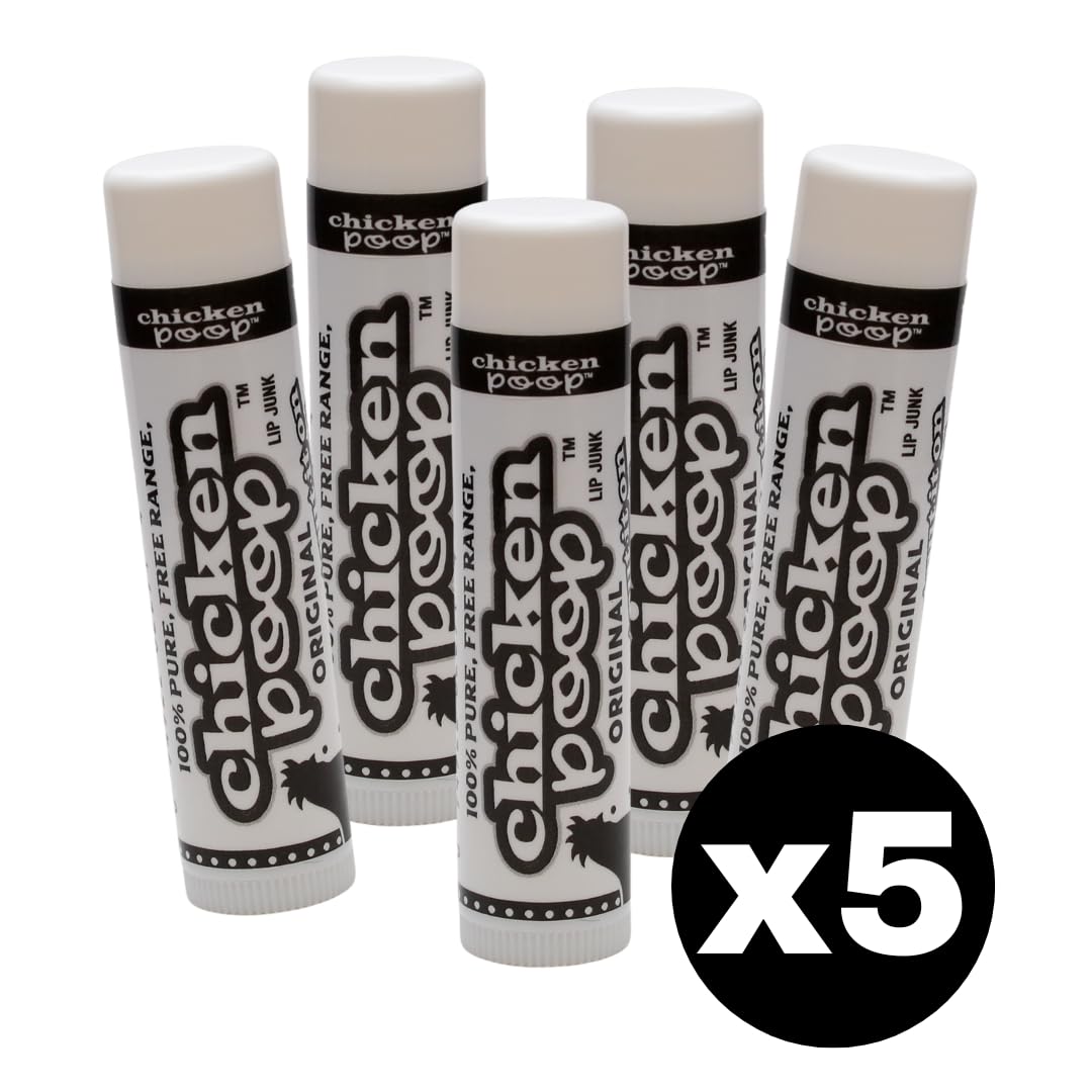 Chicken Poop Lip Balm Simone Chickenbone 100% Natural Moisturizer for Dry, Chapped Lips, 0.15 oz, (Original), Pack of 5