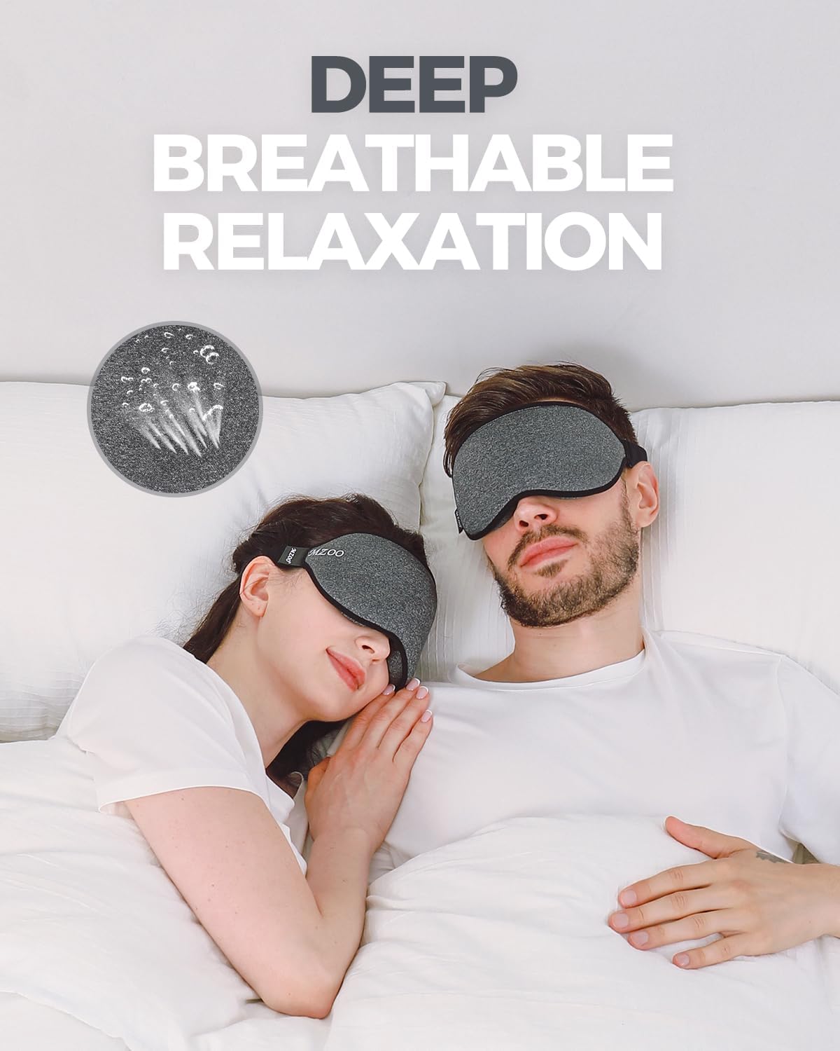 MZOO Luxury Sleep Mask for Back, Side Sleeper, Complete Light Blocking Sleeping Eye Mask Night Blindfold, 3D Zero Pressure & Spacious for Lash Extensions, Breathable Soft Eye Cover Flight Nap Travel