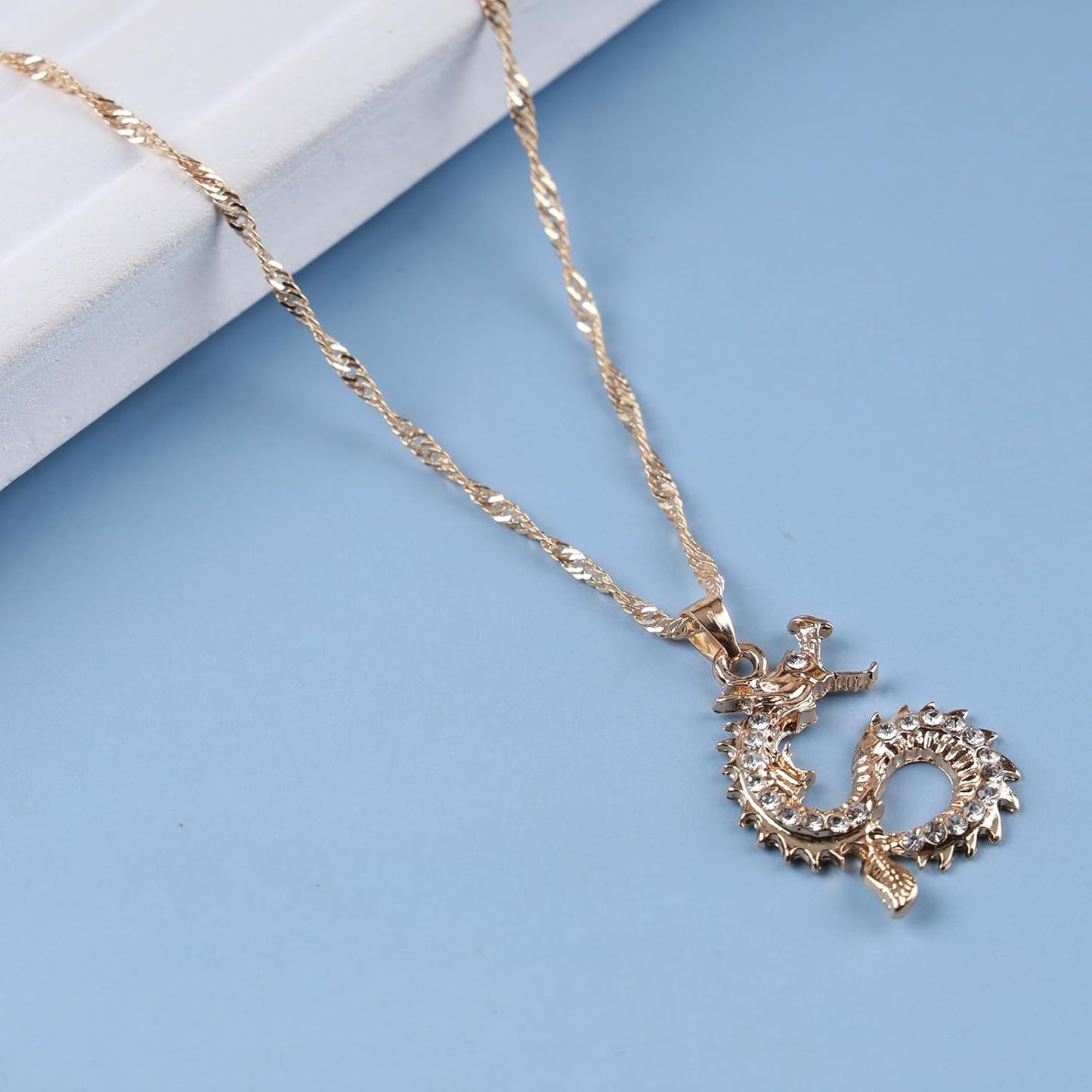 Vintage Dragon Pendant Necklace Punk Dragon Necklace Ancient Dragon Choker Necklace Gold Flying Dragon Necklace Jewelry for Women