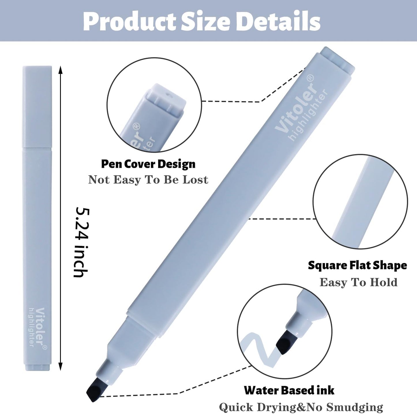 Vitoler Pastel Highlighters,8pcs Cute Highlighters with Chisel Tip,No Bleed Bible Highlighter,Multicolor High lighters for School Supplies