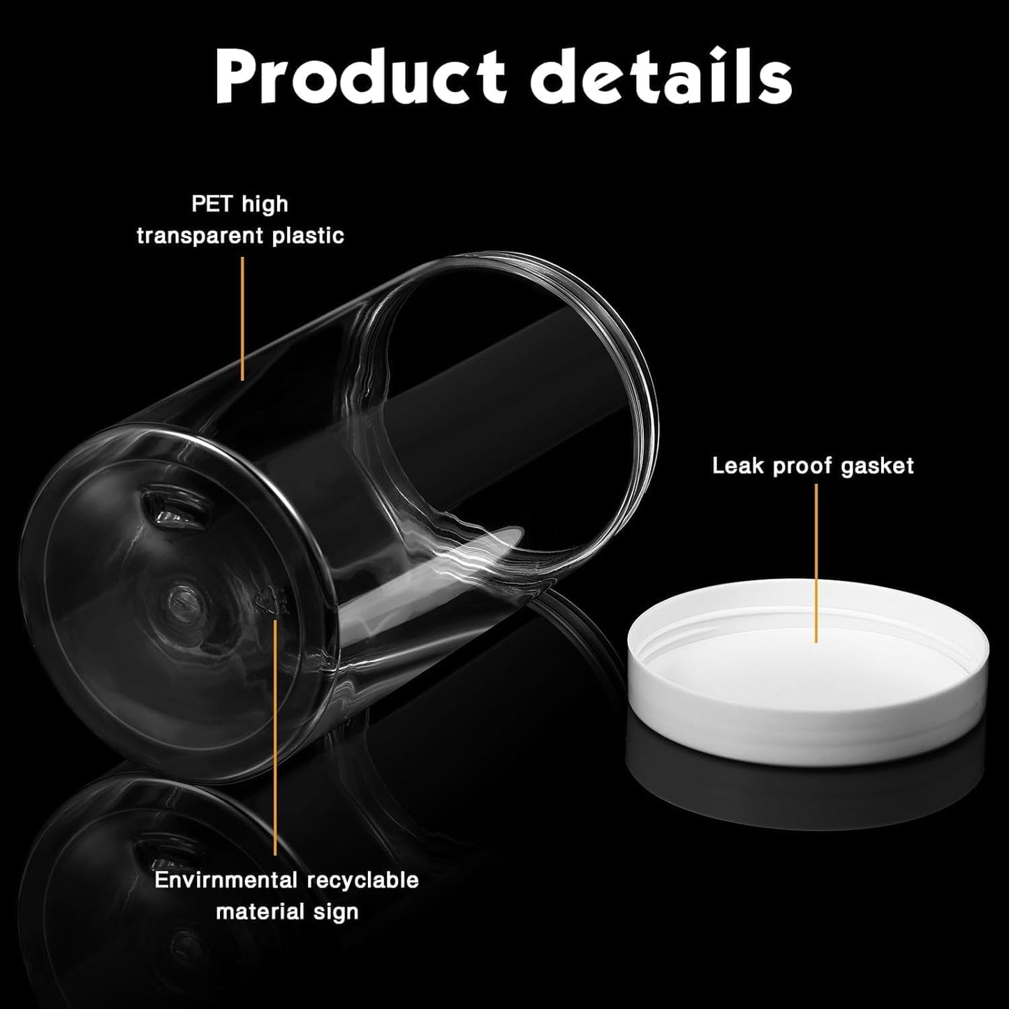 SATINIOR 24 Pieces Empty Clear Plastic Jars with Lids Round Storage Containers Wide Mouth for Beauty Product Cosmetic Cream Lotion Liquid Butter Craft and Food(Clear Lid,32 oz)