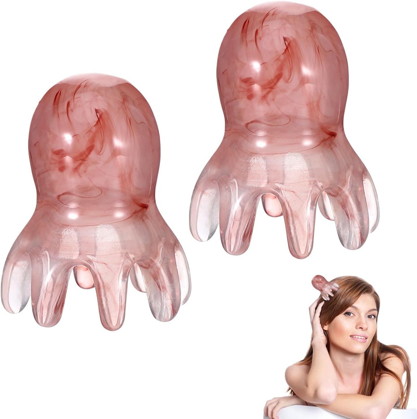 2 Pcs Octopus scalp massager, Portable scalp scrubber massage tool Headache and Stress Relief, silicone hair head massager scalper Acupressure Comb, Deep Relaxation acupressure tool Home Office