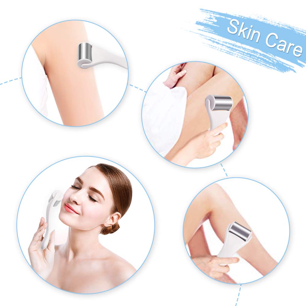 MAANGE Ice Roller for Face & Eye,Puffiness,Migraine,Pain Relief and Minor Injury,Skin Care Products Stainless Steel Face Massager Ice Roller Massager (White)