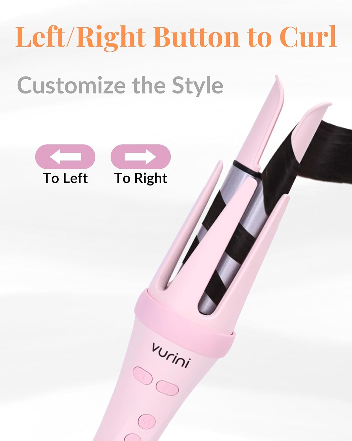 Automatic Curling Iron - 1.25" Rotating Curling Wand with 7 Temp. & 5 Timers Setting for Different Hair Types, Safe Auto Shut-Off, Easy to Use Hair Curler for Long Lasting Waves (Pink)