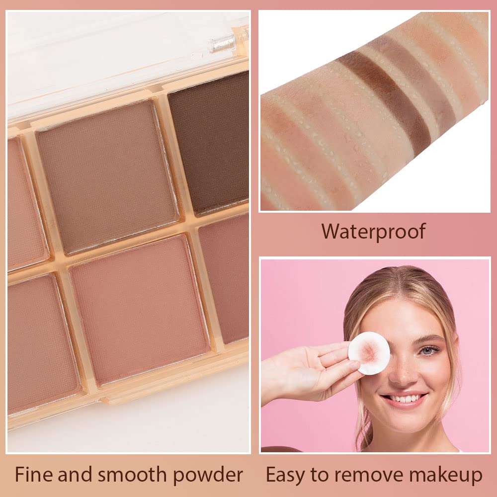 10 Colors Nude Pink Matte Eyeshadow Palette,Neutral Nude Eye Shadow Palette,Long Lasting Waterproof Travel Size Makeup Pallete,Vegan,Cruelty -free