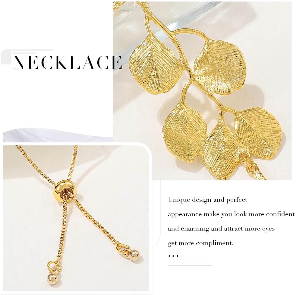 Jovono Boho Necklaces Gold Leaf Pendant Necklace Chain Dainty Leaves Necklace Chain for Women