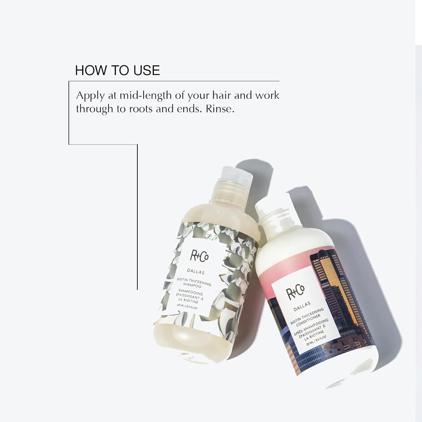 R+Co Dallas Biotin Hair Thickening Shampoo and Conditioner Set (33.8 Oz) + Deluxe Sample (.5 Oz) | For Hair Growth | Sulfate-Free | Vegan + Cruelty-Free |