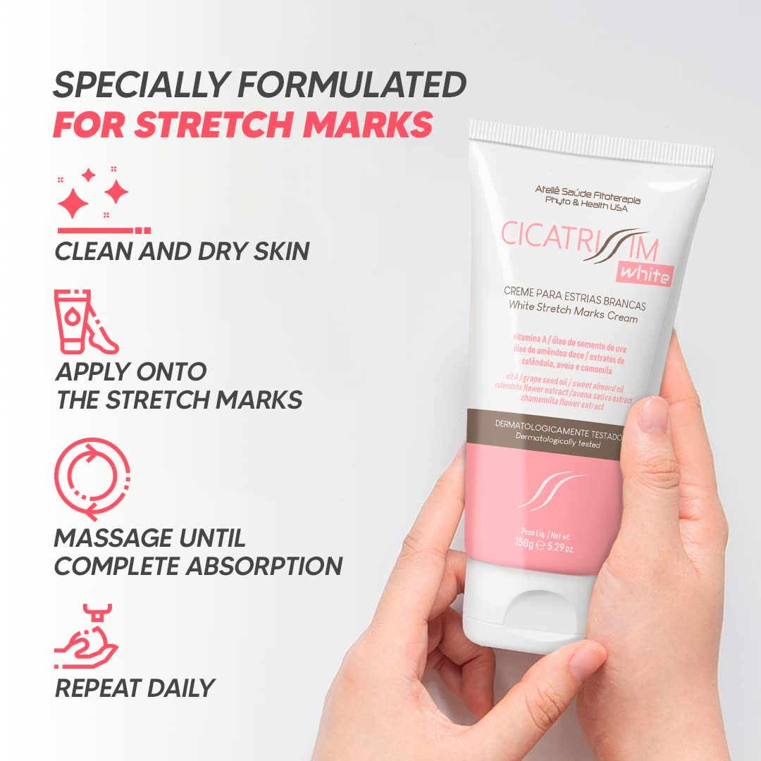 Cicatrissim White Stretch Mark Fade and Removal Cream - Innovative Formula With Pure and Powerful Natural Ingredients From Brazilian Flora - For All Skin Types.