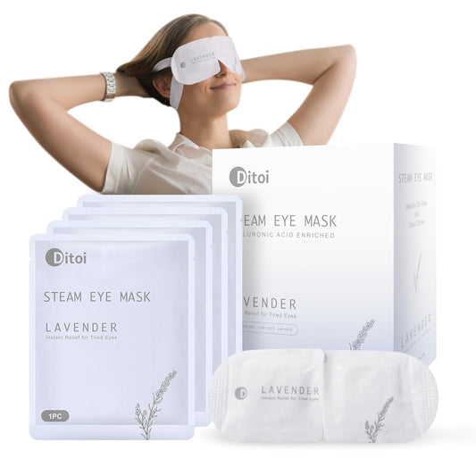 Steam Eye Masks, Rich Hyaluronic Acid Heated Lavender Eye Mask, Disposable SPA Sleep Eyes Mask, Relieving Dry Eyes, Dark Circles and Puffiness, 10 Packs