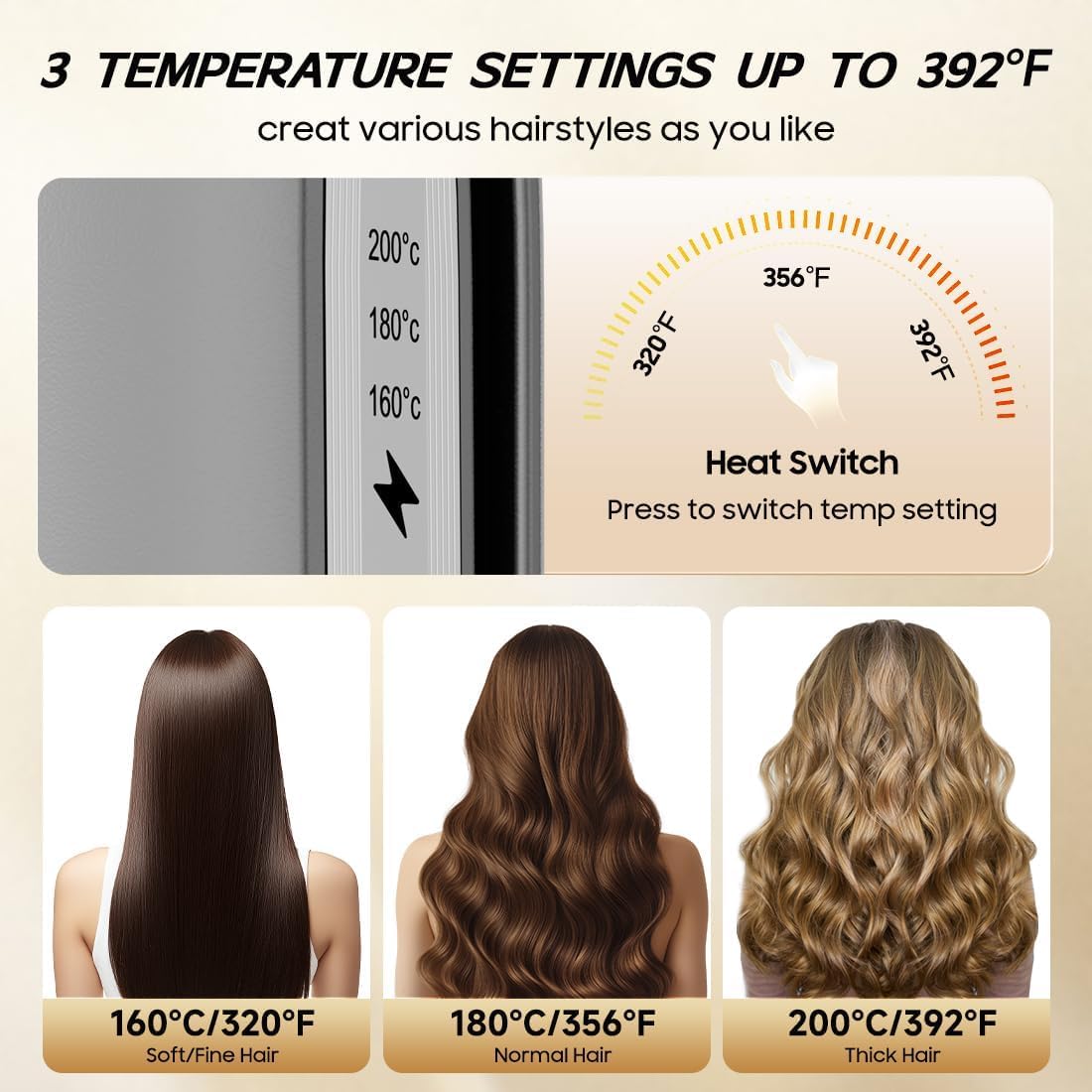 Cordless Hair Straightener and Curler 2 in 1, Fast Heating Cordless Flat Iron, Ultra-Light Portable Straightener for On The Go, Anti-Scald Design with USB-C Charging& Negative Ion (Gray)