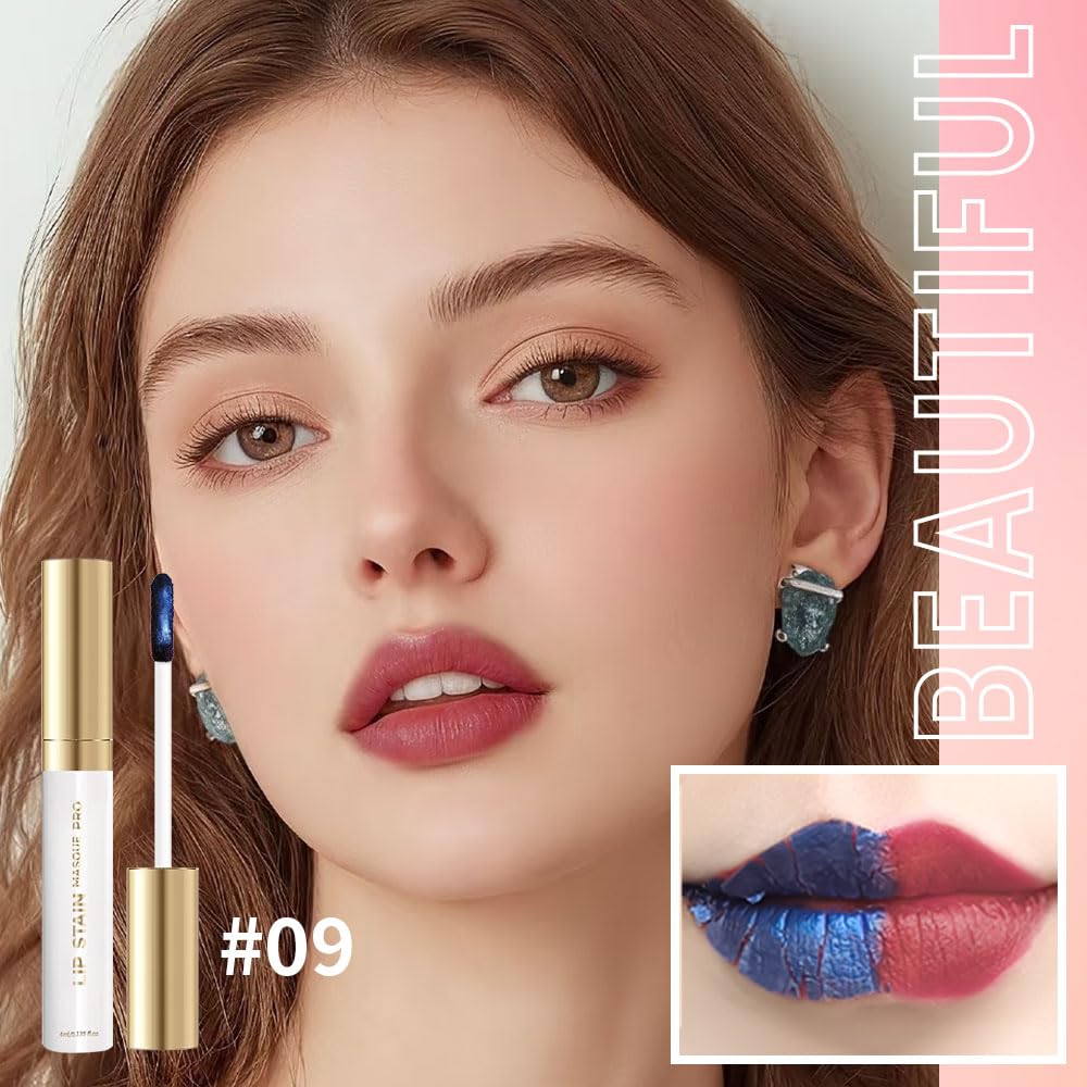 Lip Stain Peel Off – Long Lasting Waterproof Lip Tint, Smudge Proof Transfer Resistant Lip Stains Tattoo,High Pigment Matte Lip Color, Kiss Proof Peel Off Lip Stain Masque,All-Day Stay Lip Makeup 09#