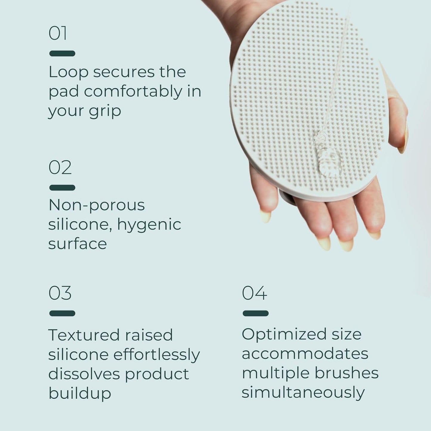 Cleansing Palm Pad | Ergonomic Handheld Brush Cleaner | Silicone Textured Scrub Pad for Deep Cleaning | Travel-Size, Beauty Tool