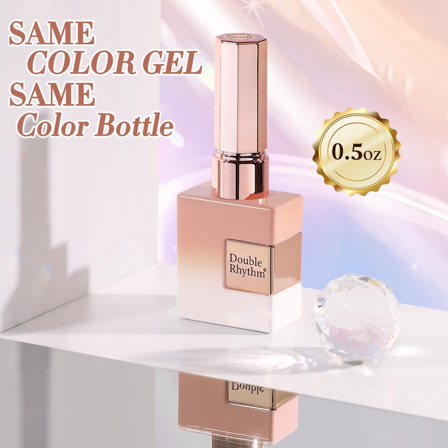 Double Rhythm 0.5 Oz Cat Eye Gel Polish with Magnet Same Color Same Bottle Holographic Glitter Shimmer Translucent Color Salon 15 ML Magnetic Nail Art (Peach Pink-MC1149)