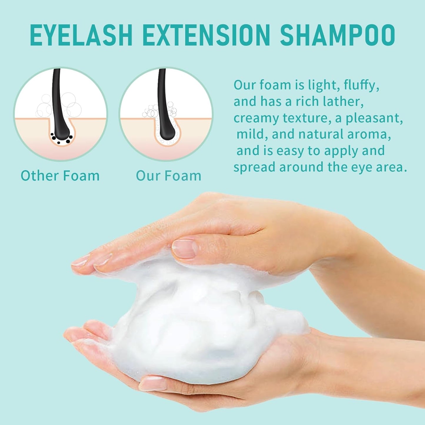 Lash Shampoo Bulk Upgraded Formula, Eyelash Cleanser for Extensions 1 Liter, Safe Makeup Remover, Non-irritating or Burning Formula Eyelid Foaming Cleanser for Professional Salon and Home Use