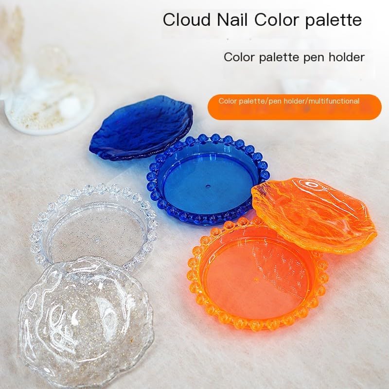 Nail Art Palette Nail Mixing Palette Polish Color Mixing Plate Pearl Edge Nail Holder Display Board Cloud Shape for Nail Art Nail Tip Holder Nail Art Display (Clouds-clear)