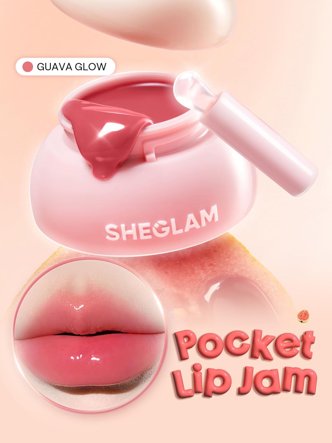 SHEGLAM Hydra Jelly Pocket Lip Jam Hydrating Nourishing Lip Gloss Moisturizing Lip Makeup-Guava Glow